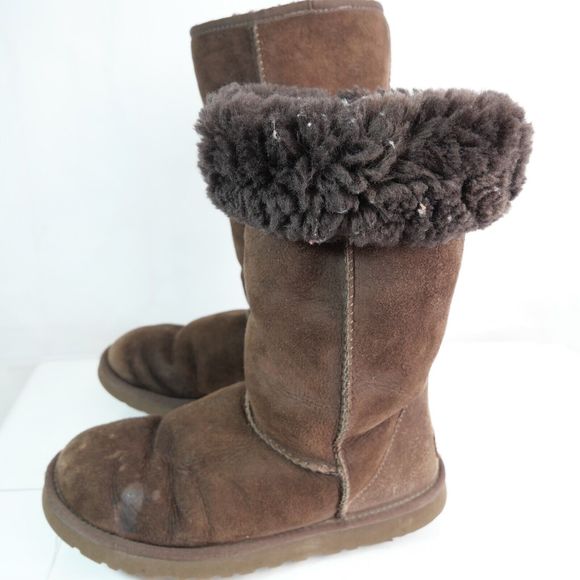 UGG Brown Genuine Sheepskin Leather Suede Classic Tall Boots Size 8 - Picture 9 of 12
